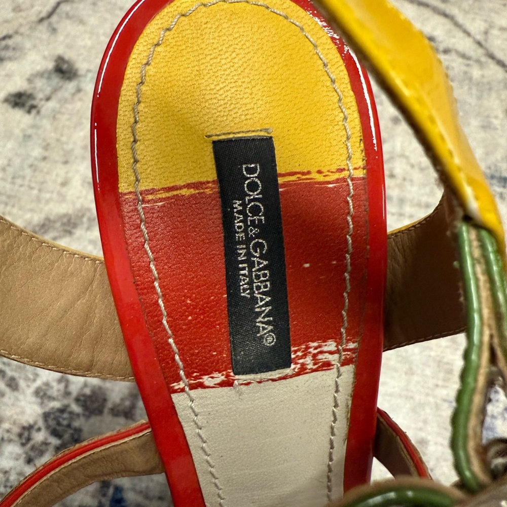 Dolce & Gabbana Red and Yellow Floral Heels - Picture 5 of 9